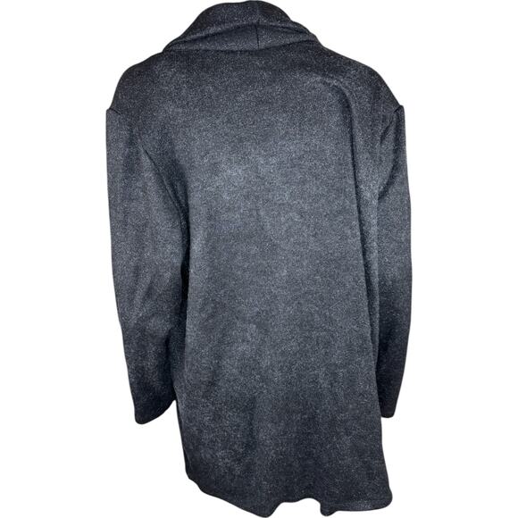 Dennis Basso Black Metallic Knit Sweater Shawl Collar Long Sleeve 1X Relaxed - Picture 5 of 13